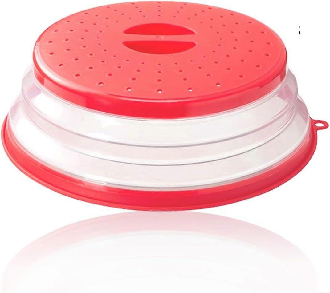 Microwave Lid, Collapsible Microwave Plate, Collapsible Microwave Filter Cover, Splatter Shield with Vents, BAP Free and Non-Toxic (Red)