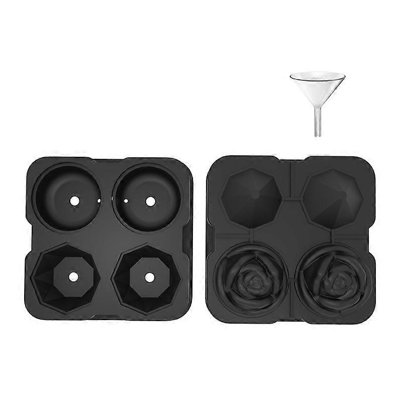 Ice Cube Tray, Rose Ice Cube Trays,4 Cavity Silicone Rose Ice Ball Maker Mold, Easy Release Large Ice Cube Mold for Whiskey