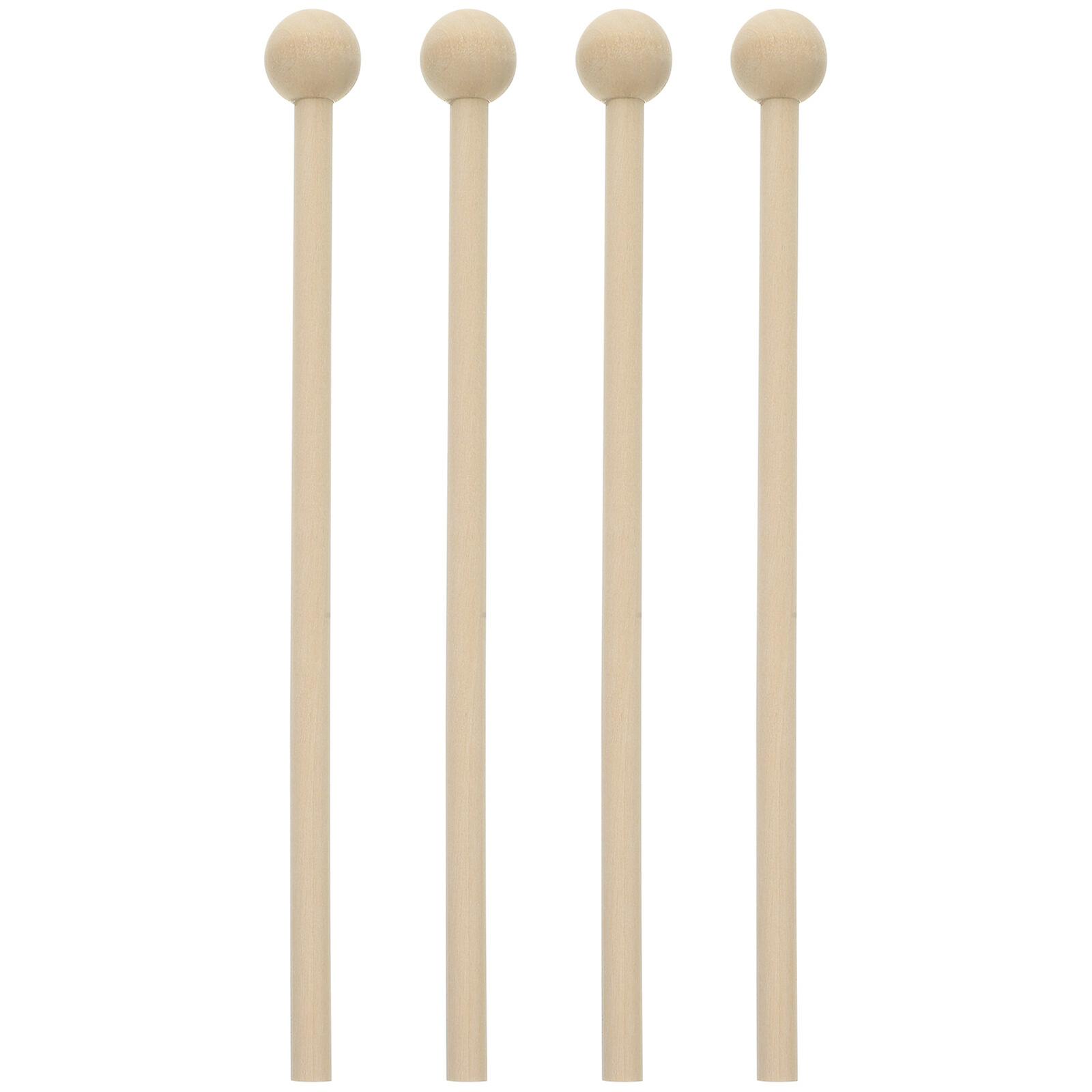 4pcs 나무 망치 타악기 스틱 음악 타악기 부품 액세서리 (나무 색상)