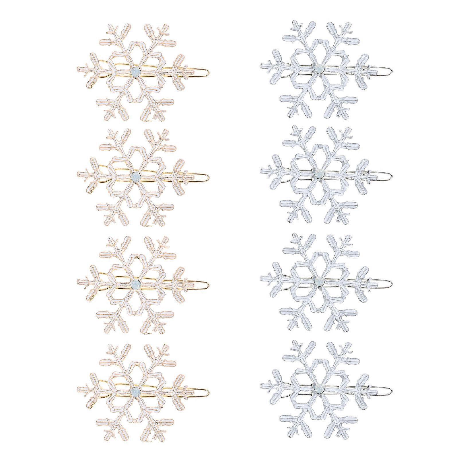 8 Pcs Noël Flocon De Neige Pinces À Cheveux Belle Épingle À Cheveux Jolies Barrettes À Cheveux