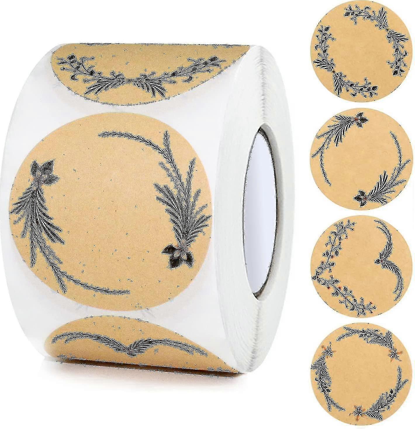 500 Pieces Kraft Paper Stickers, Self-adhesive Labels 5 Cm, Jam Jar Stickers