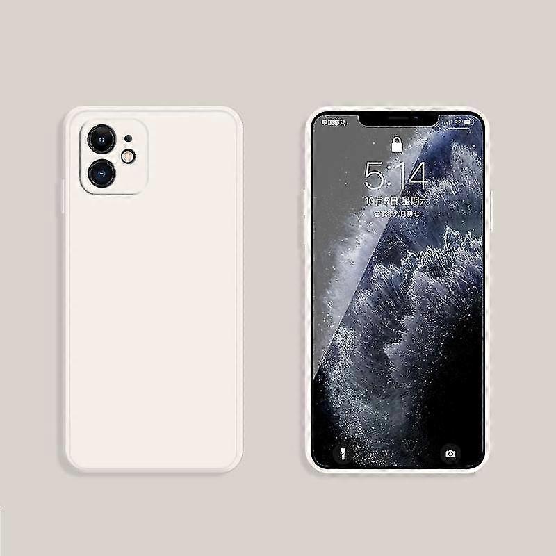 For Iphone 12 Solid Color Imitation Liquid Silicone Straight Edge Dropproof Full Coverage Protective Case