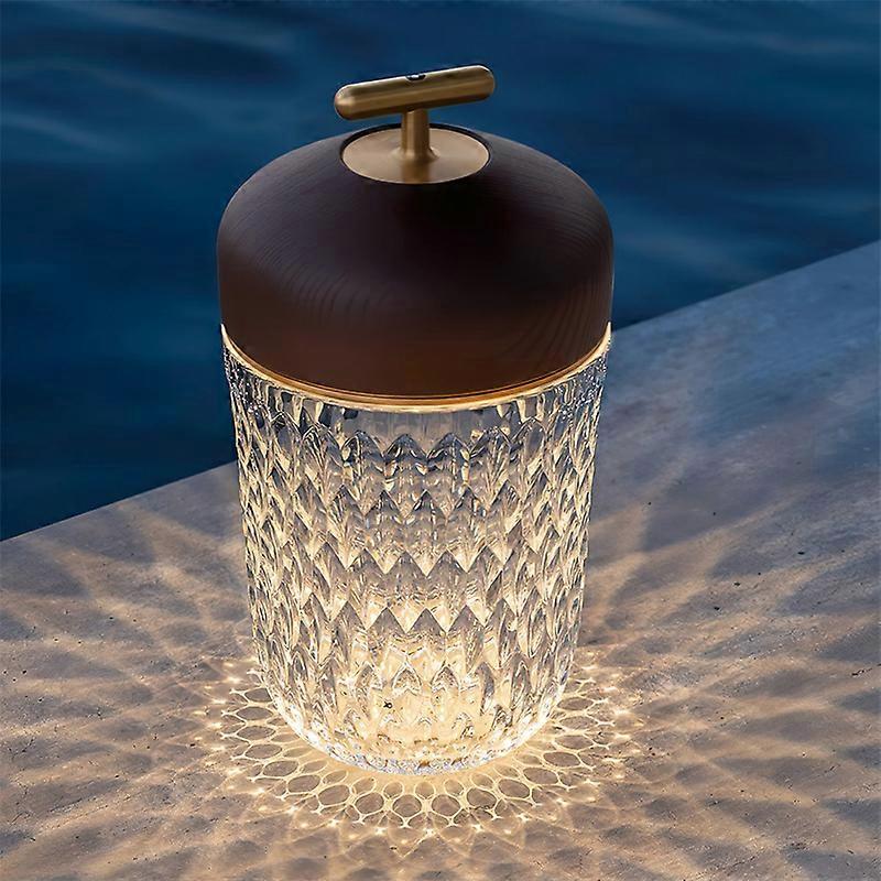 Crystal Folia Dark Woodbrushed Brass Finish Portable Lamp Bedside Lighting