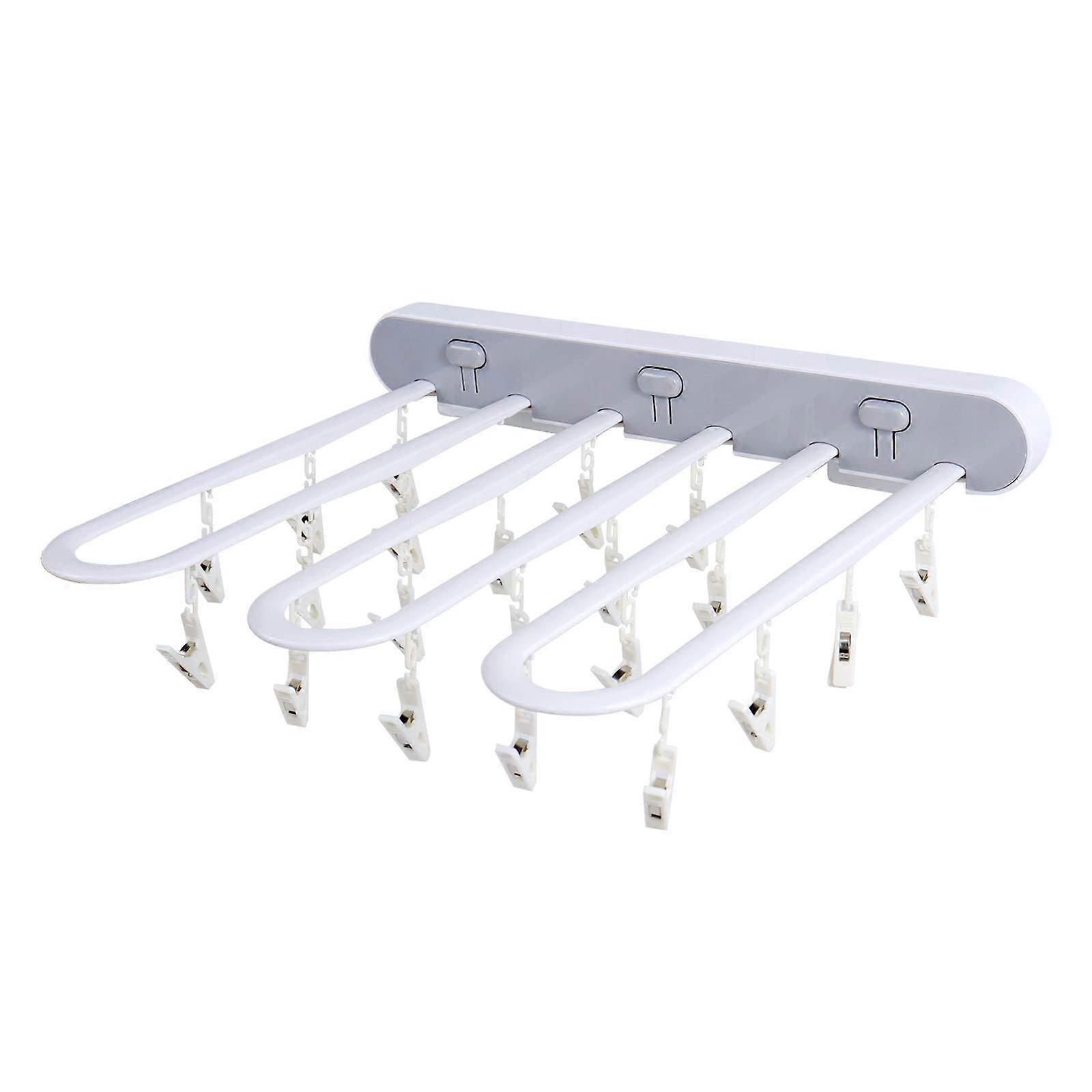 Foldable Drying Racks for Laundry Sock Hanger Wall Mounted with 24 Clips Multifunctional Clothes Hanger Rack