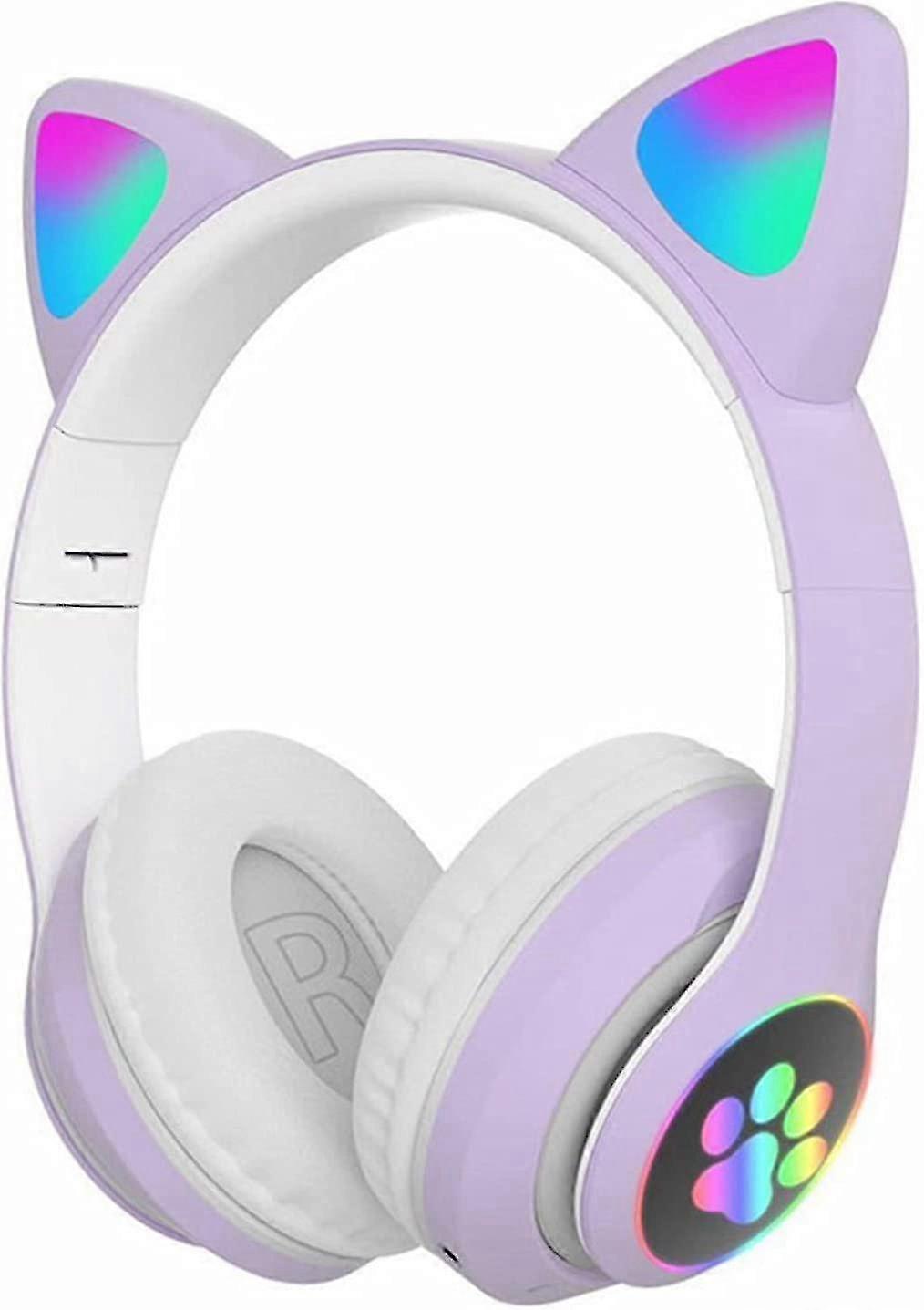 Foldable Bluetooth Headphones, Cat Ear Led Light Up Wireless Kids