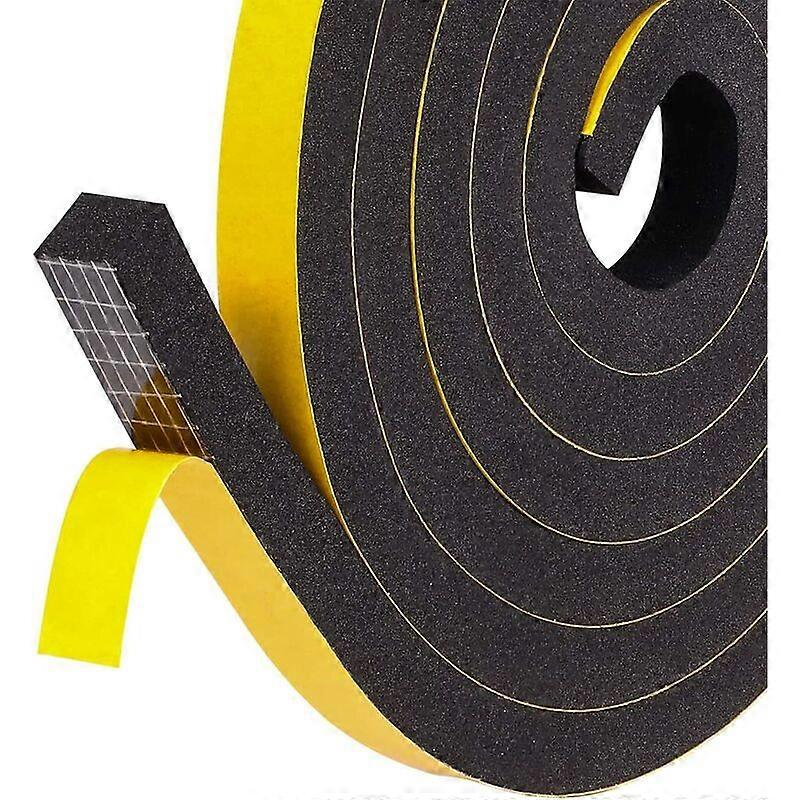 Door Window Adhesive Strip Seal, Rubber Foam Weatherstrip, 12mmx10mmx2m, Thick Insulating Seal, Draft Proof, Furniture Protection, 1 Roll - Black Foam