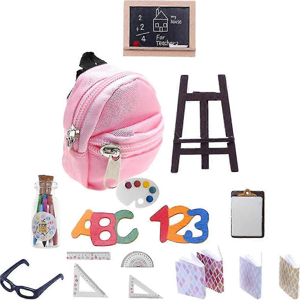 1 ensemble Mini poupée fournitures scolaires poupée sac à dos Mini tableau noir miniature papeterie