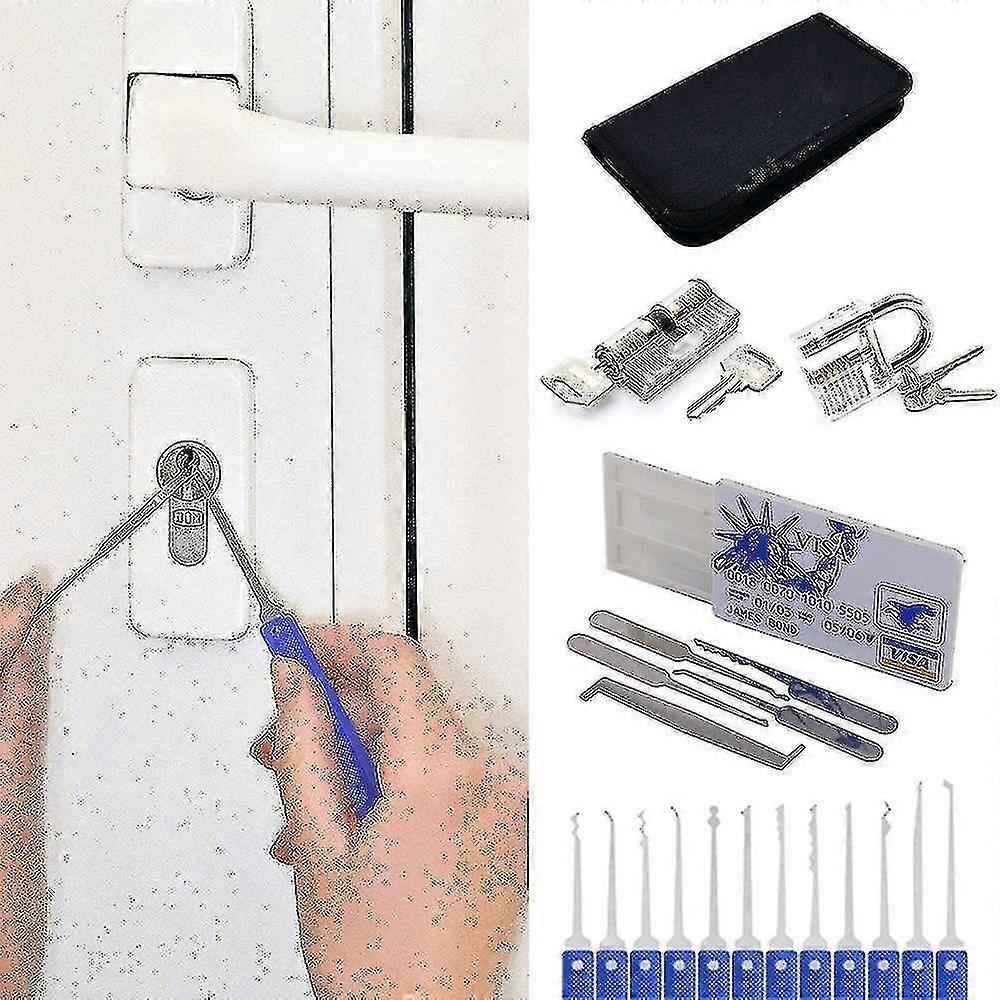 28pcs/set Single Hook Lock Set Key Extractor Transparent Practice Padlocks