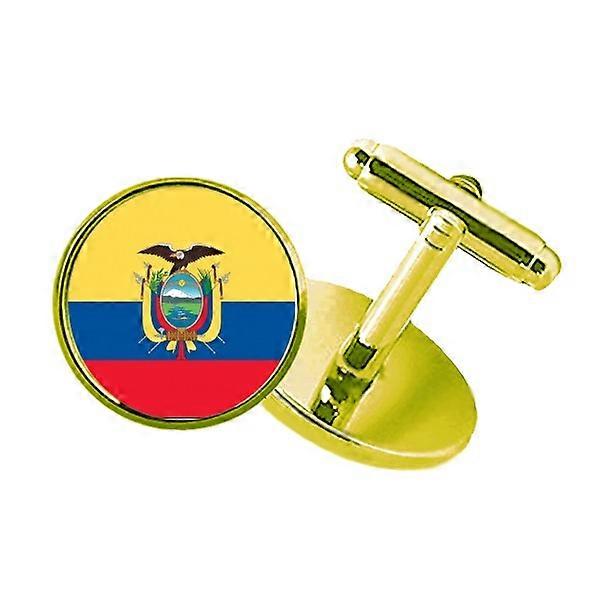エクアドル国旗南米カントリースタッズビジネスメタルカフリンクスゴールデン