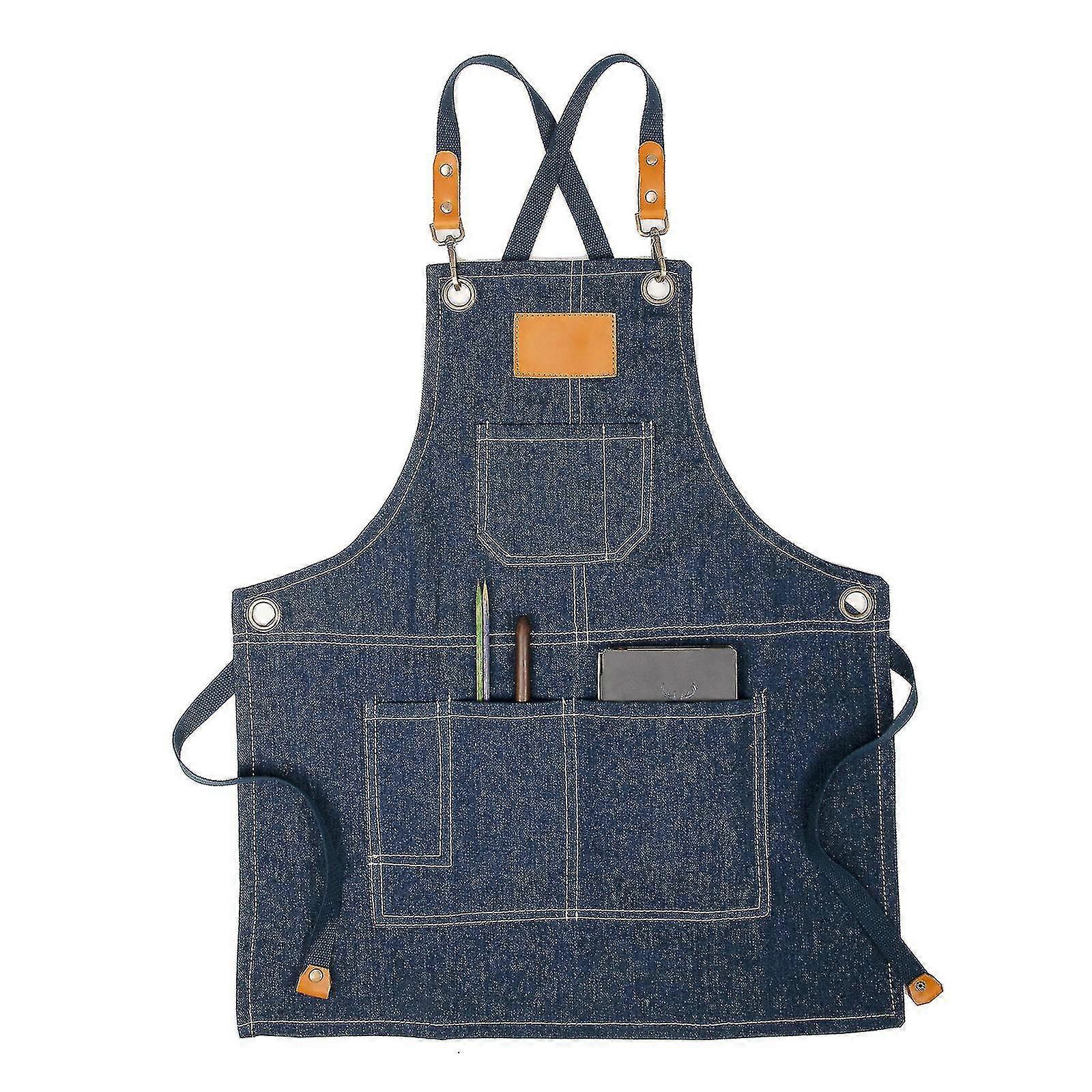 Kit Ing Apron With Pockets Washable Adjable Back Bib For Server Waitress Ing Artist Ba