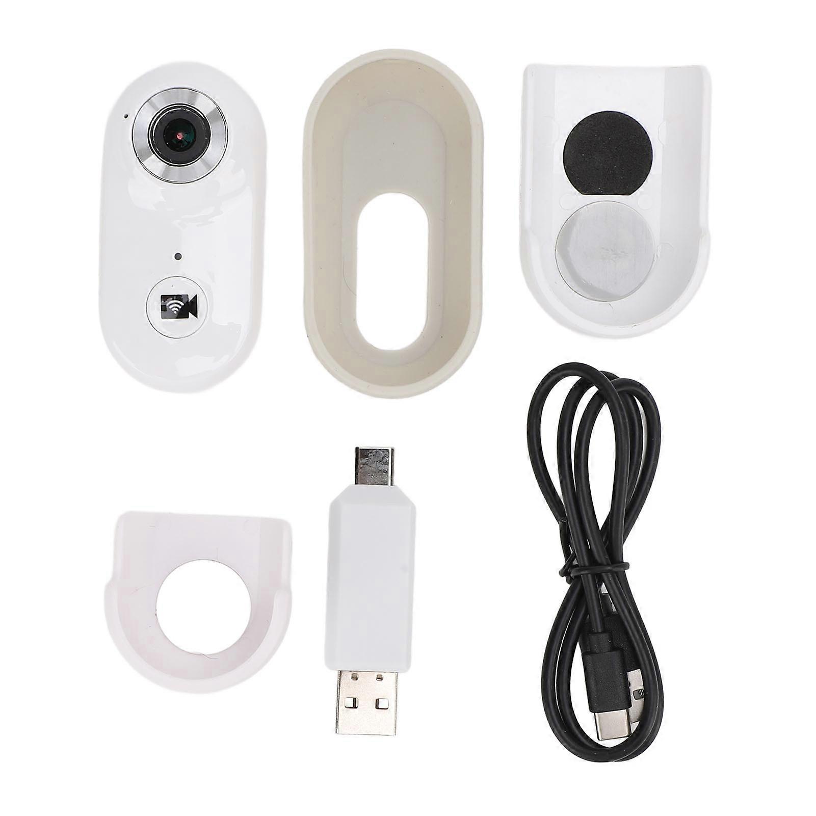 Pet Action Camera 90 Degree Wide Angle 1080P 2MP Wifi Body Worn Camera with Back Clip 1/4in Thread Case for Outdoor Cycling White