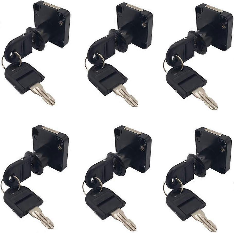 6 Sets PUROCEAN keyed Alike Desk Drawer Lock Furniture Lock for Cabinet Wardrobe Cupboard Toolbox Drawer Desk with Size 7/8"(22mm) (Black)