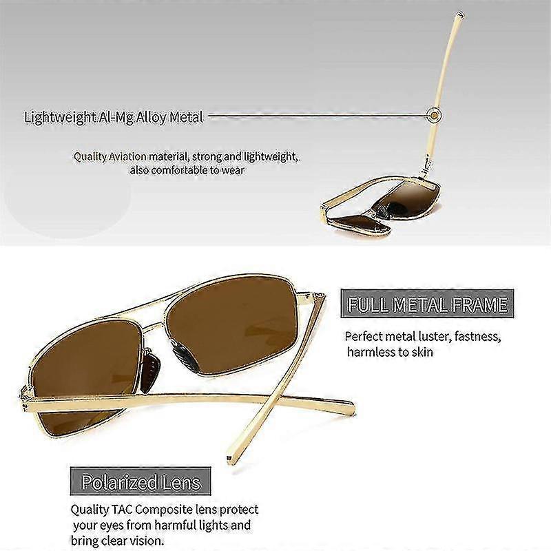 Uv400 Ultra Lightweight Rectangular Polarized Sunglasses