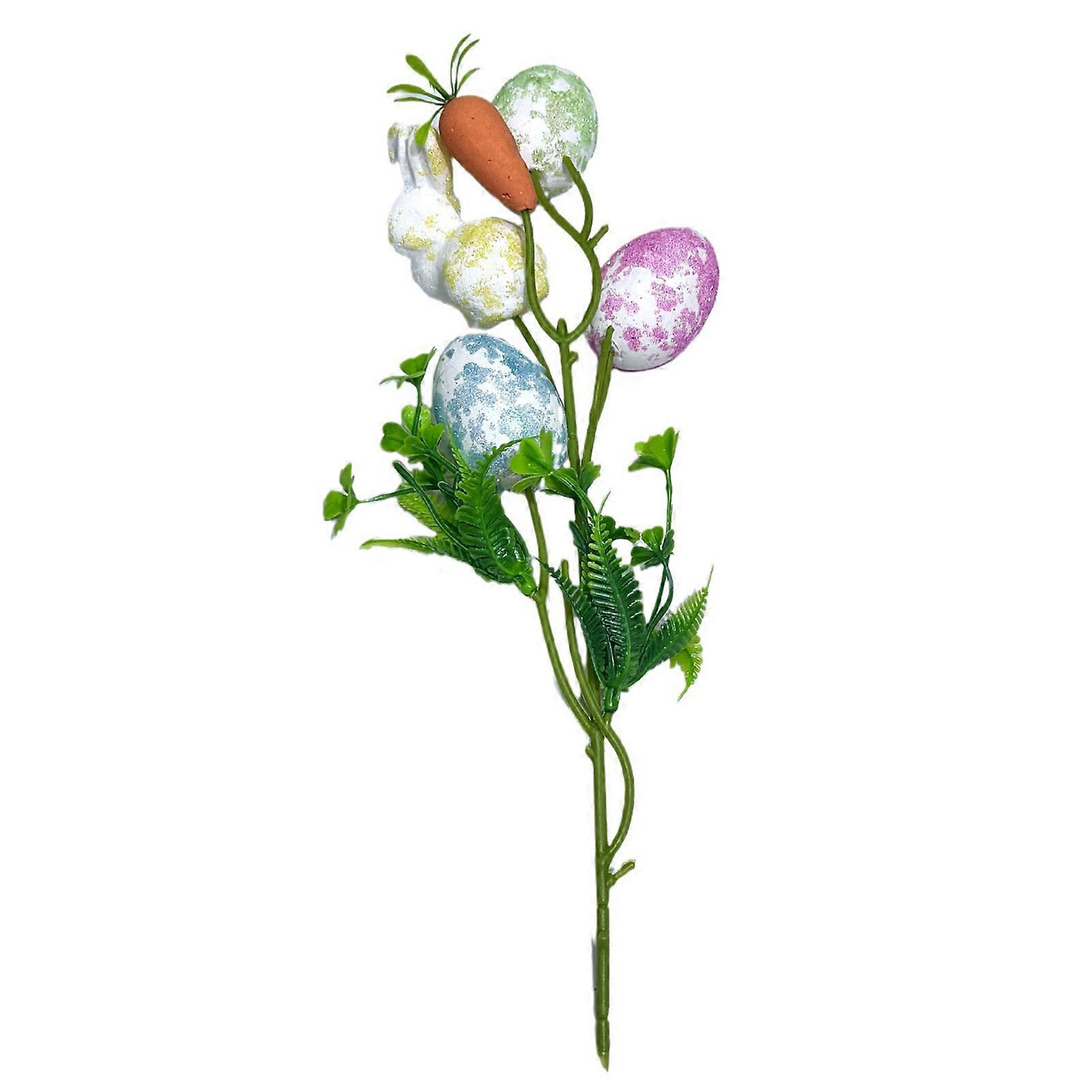 Artificial Easter Stem Colorful Eggs Berry Carrot Rabbit Pick Decoration Spring Egg Twig Branches for Floral Arrangement Home Vase Table Centerpieces