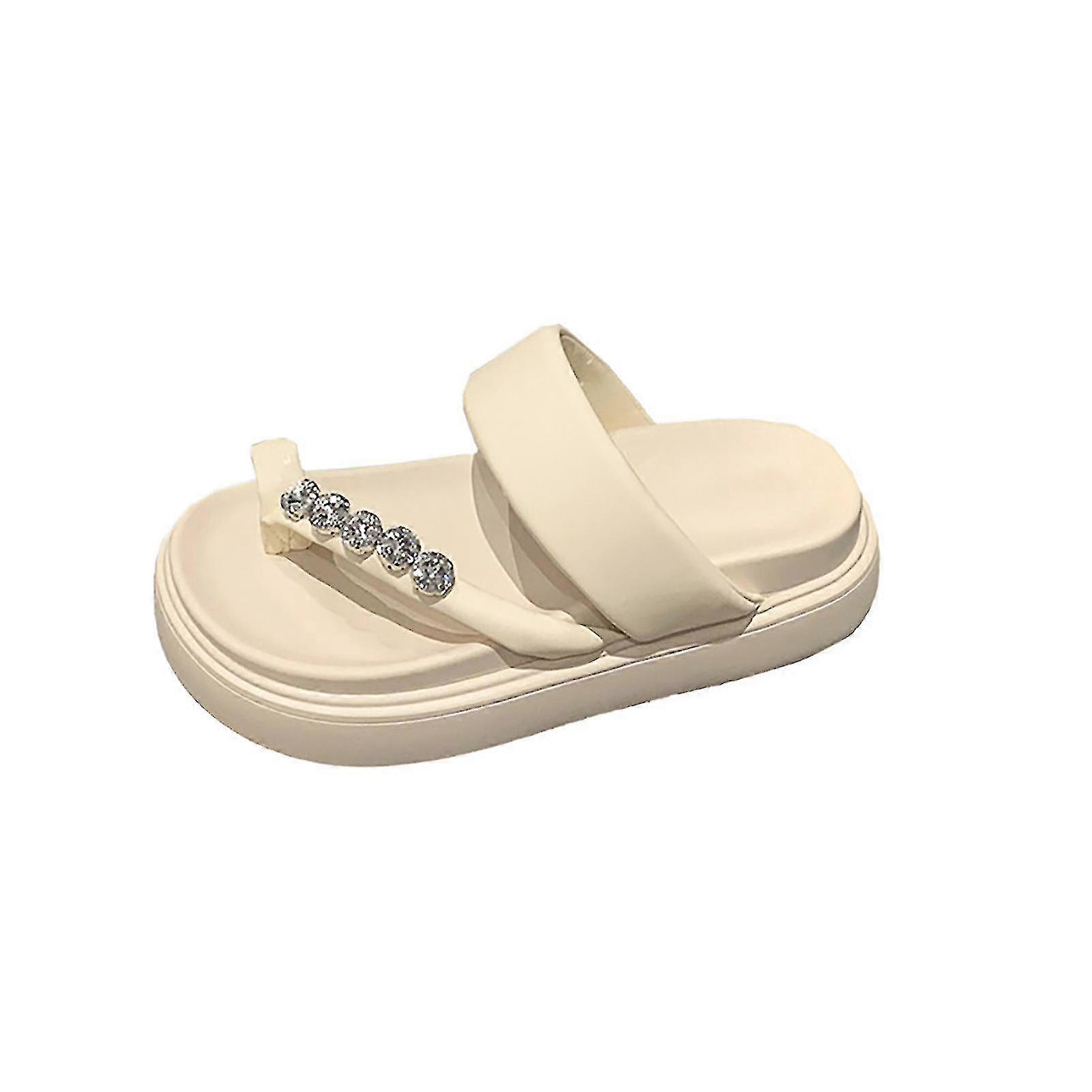 Naisten strassit koriste varvastossut Naisten Plus-kokoiset litteät sandaalit, jotka sopivat rannalle menemiseen Sivuvaatteet