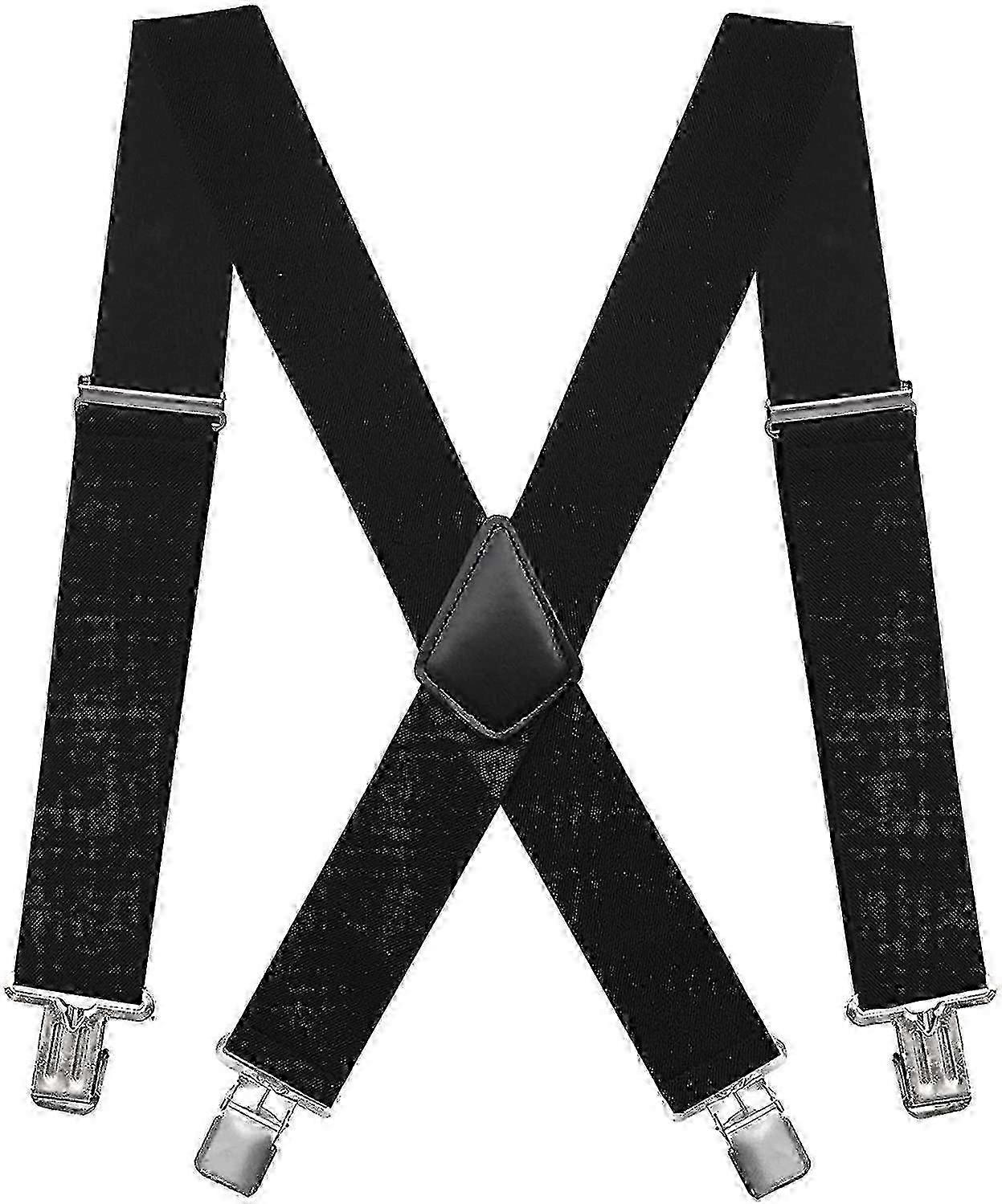 Bretelle larghe 5 cm, 4 clip robuste, a forma di X, per uomini e donne