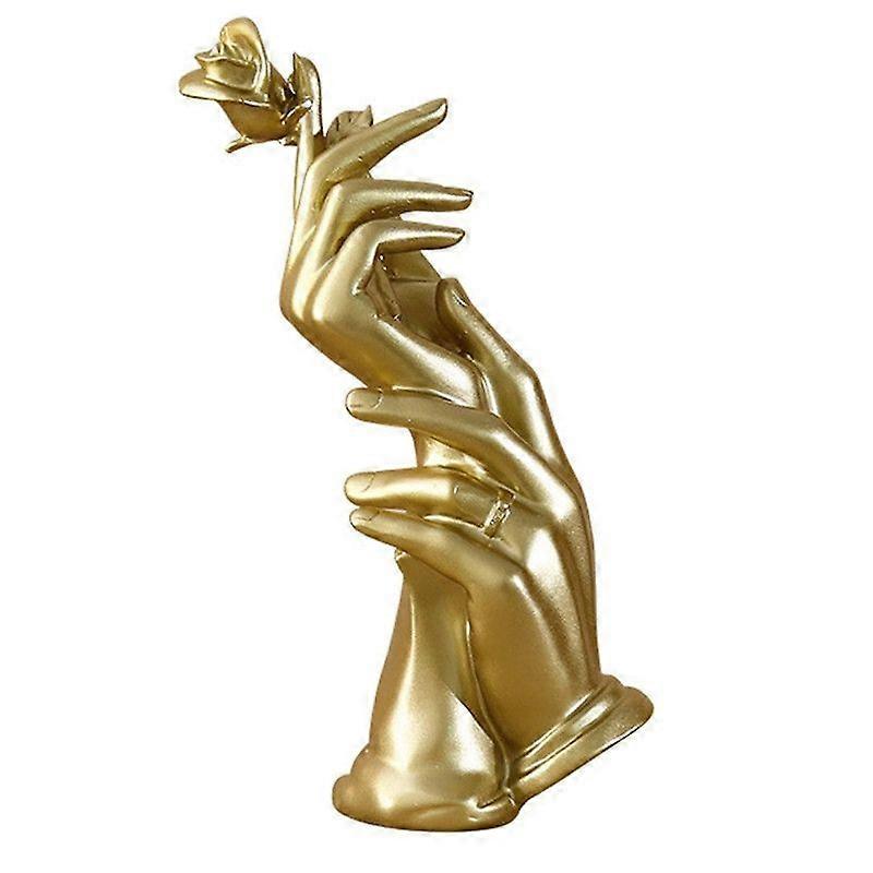 Gold Hand-held Rose Resin Decorative Desktop Crafts In Tv Cabinet(30*10cm)