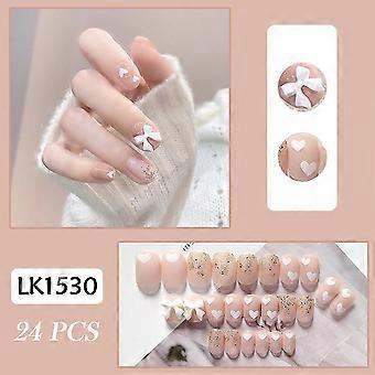 3D Bow Decor Transparenta Fake Nails Ultraflexibla Långvariga Fake Nails