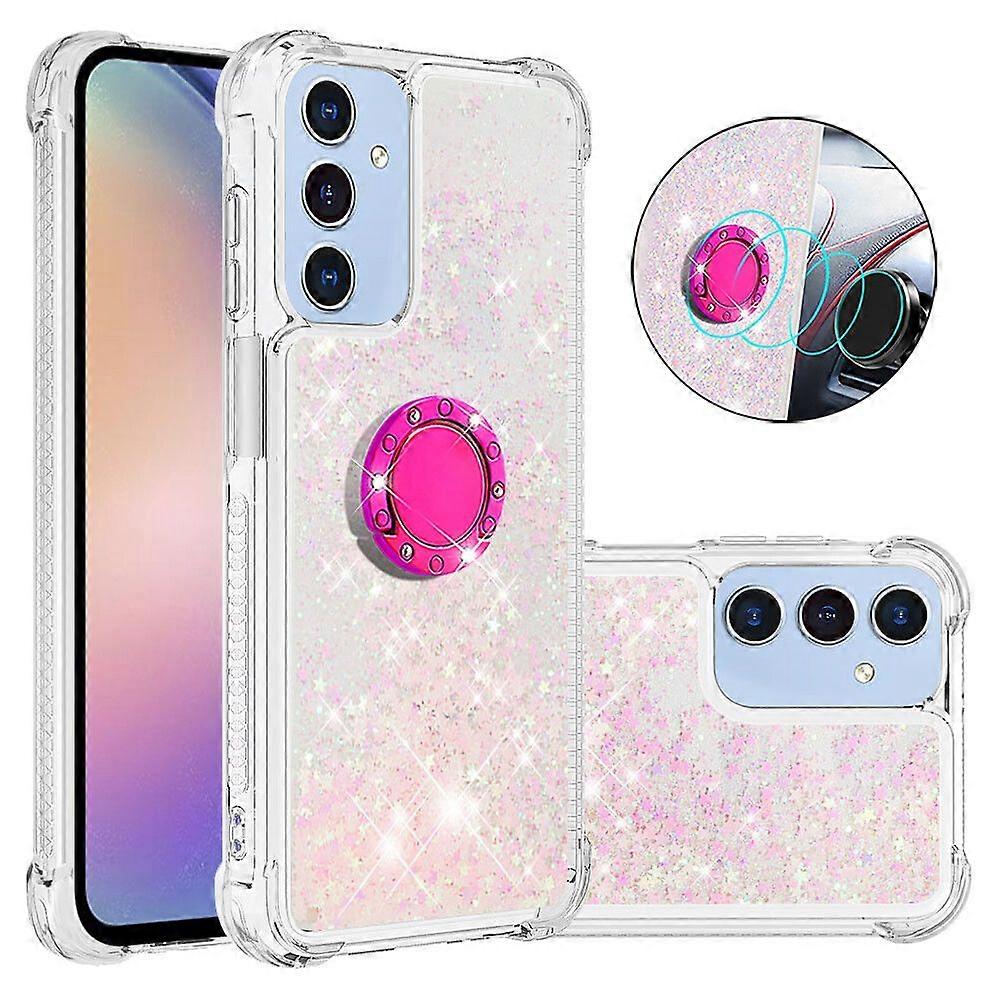 Case for Samsung Galaxy A26 Bling Flowing Liquid Floating Sparkle Glitter Bumper with Rotation Ring Kickstand Compatible with Samsung Galaxy A26 Case