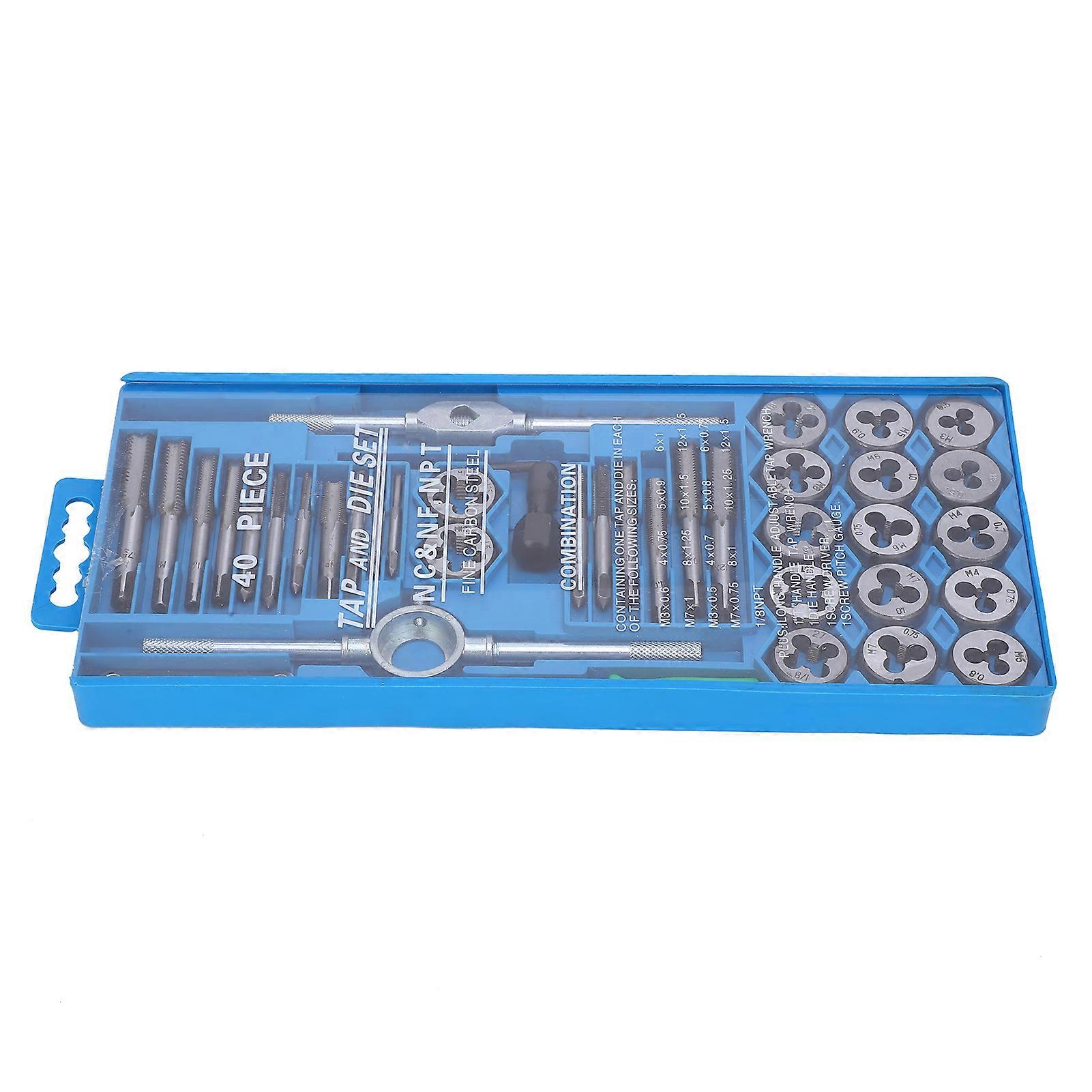 Ensemble de tarauds et filières métriques 40 pièces, fraisage en acier au carbone, outils de filetage manuel, fournitures de quincaillerie
