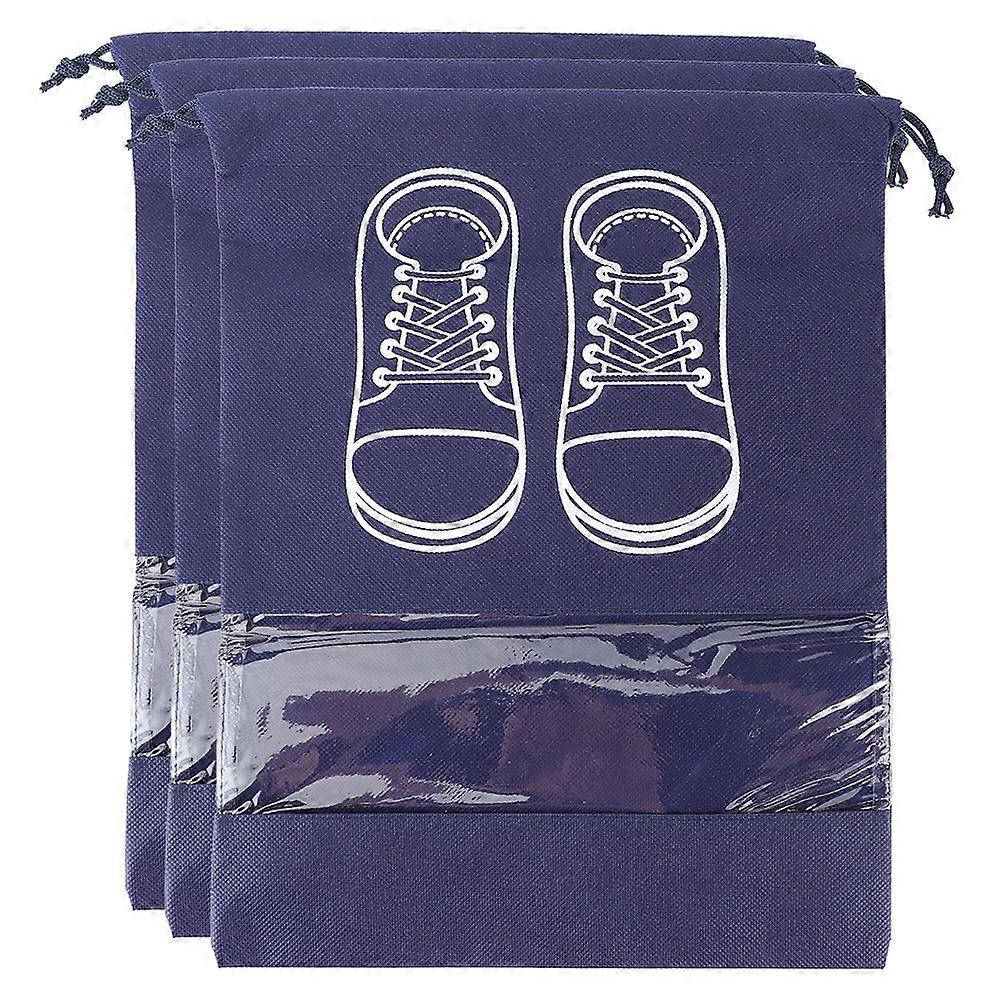 3-Pack Portable Shoe Storage Drawstring Bags with Print