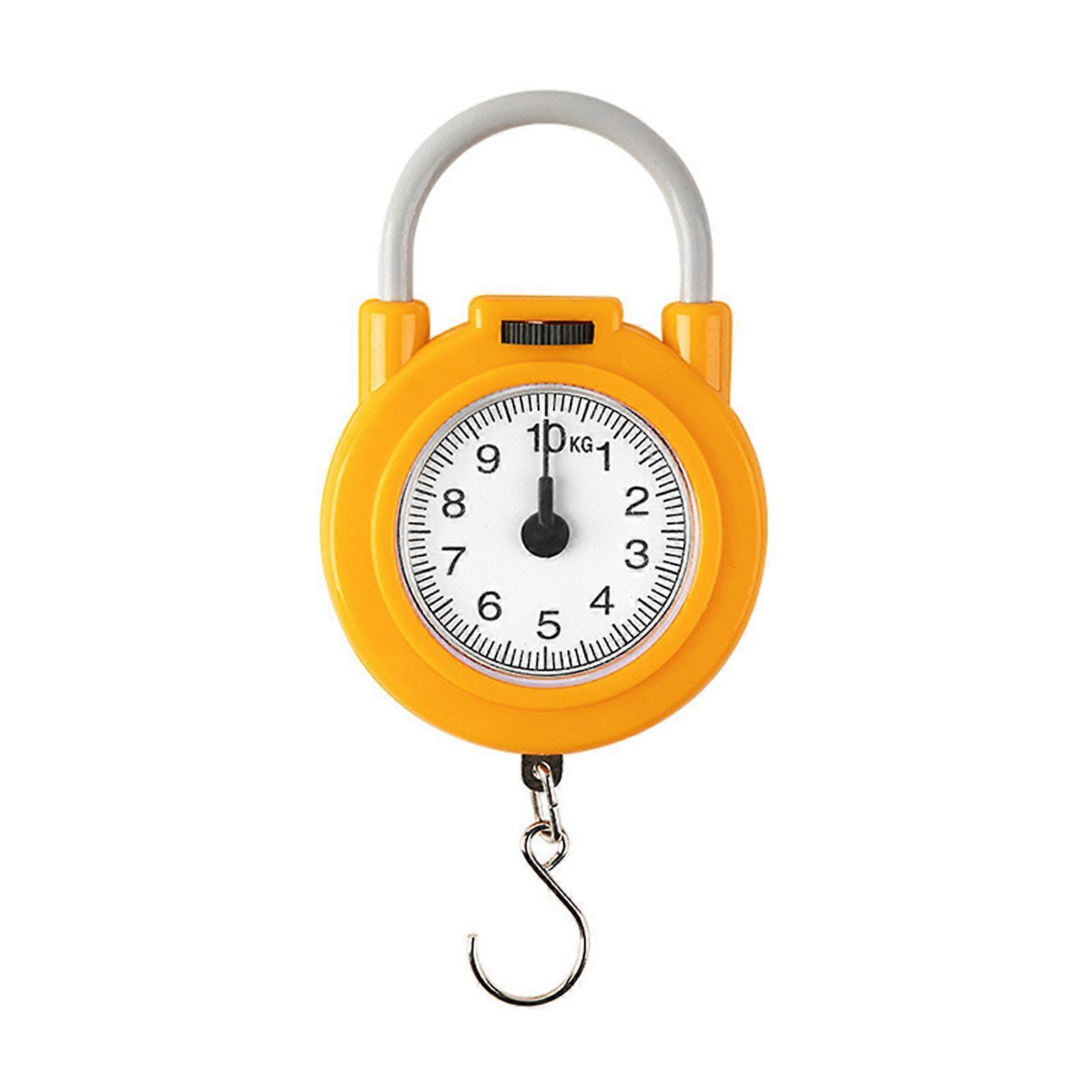10kg Portable Mechanical Scale Hanging/Fish/Luggages/Kitchen Scale Hanging Hook Multi-Purpose Scale for Household Yellow