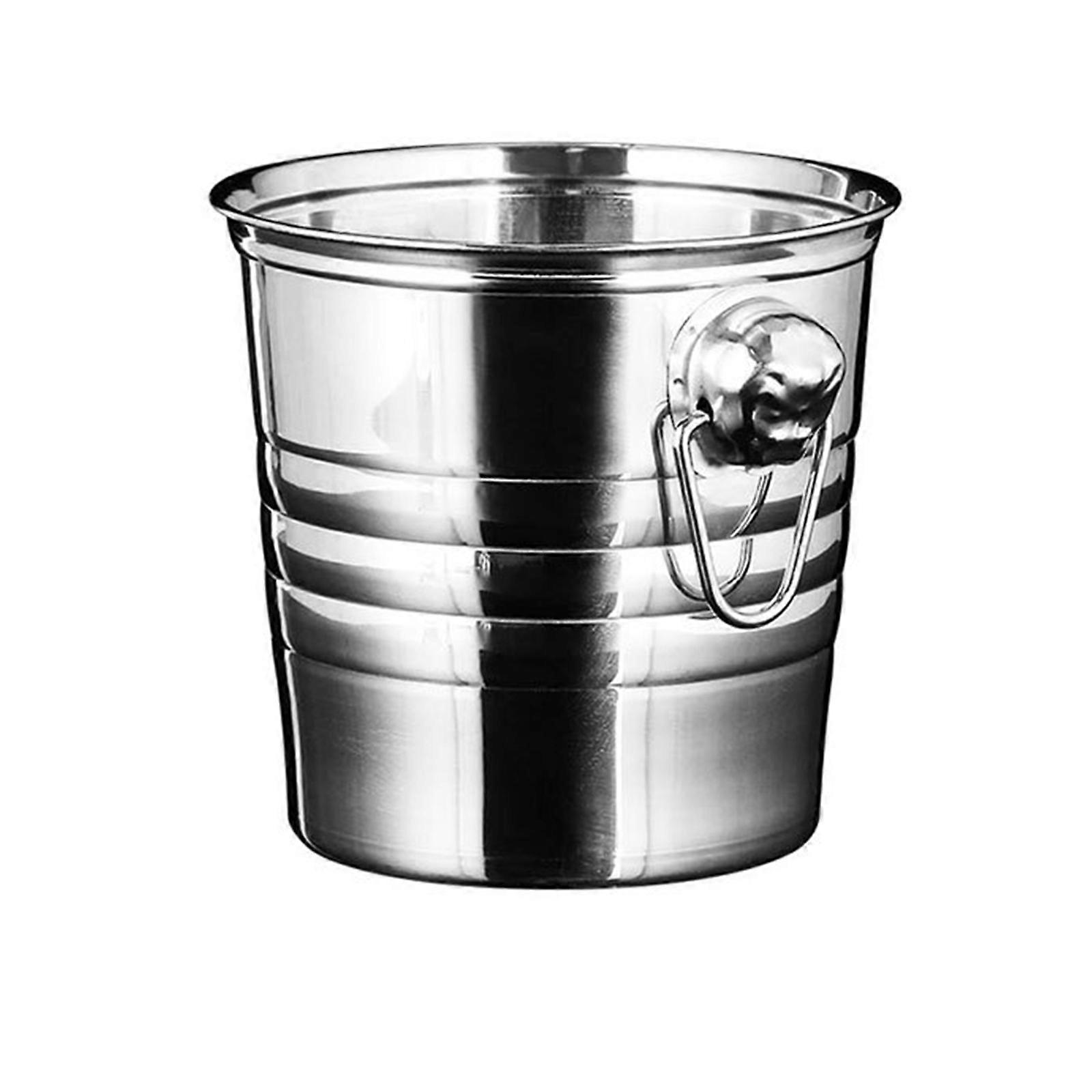 ワインビールクーラーステンレススチールアイスパンチバケットビールワインパーティー用品ポータブルアイスチラークーラー(ハンドル付き)
