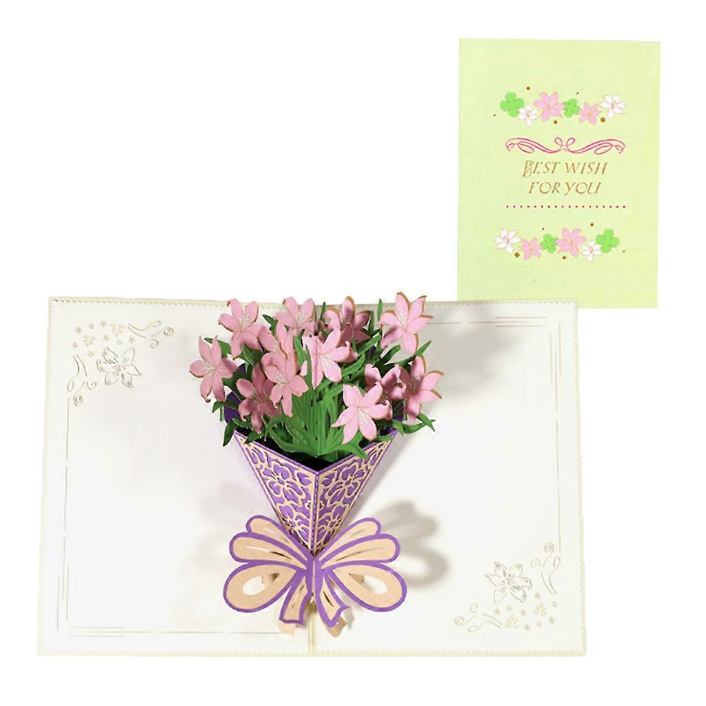 3D for Pop Up Carnation Rose Flower Greeting Card Valentines Day Cards with Enve