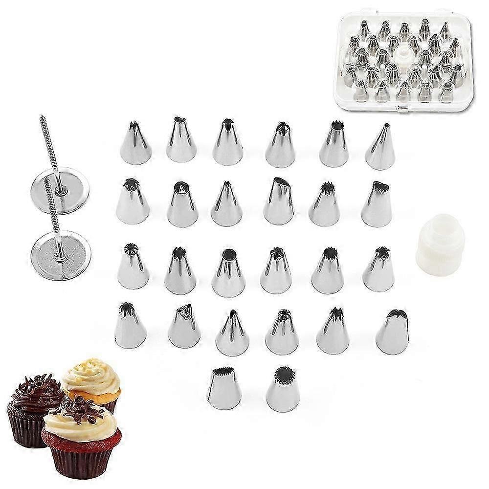 30 Pcs Stainless Steel Piping Nozzle Tips Set Cake Decoration Tools For Baking