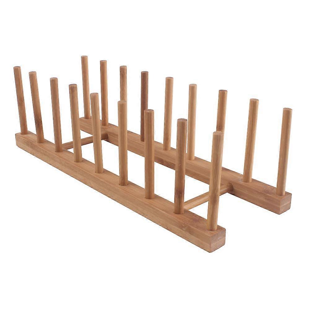 8-Grid Bamboo Dish Rack for Kitchen Cabinets - Eco-Friendly, Space-Saving, Adjustable Design, Fits Standard Dishes