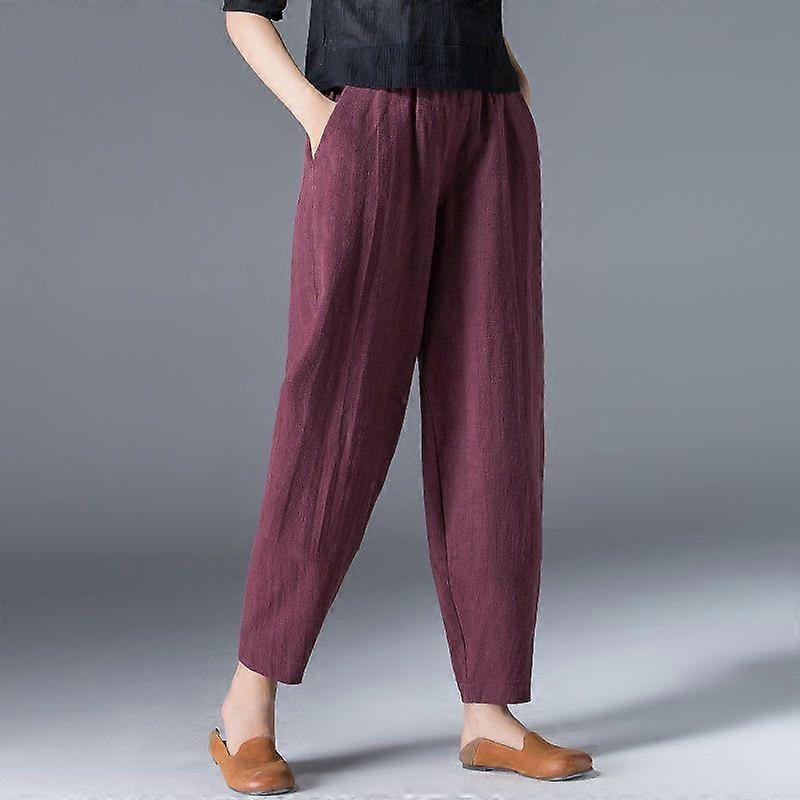 Wide Leg Pants Female Loose Oversized Solid Color Summer Casual Elastic Waist Ankle-length Pants Women Clothing
