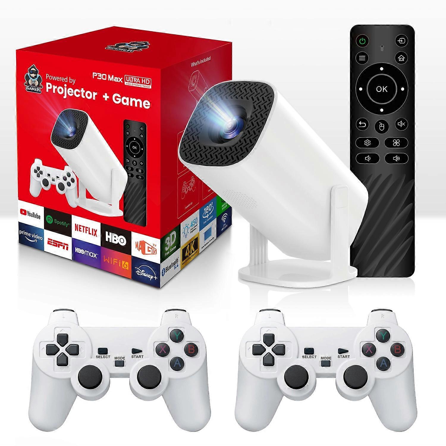P30 2-in-1 Android 11 WiFi6 Smart Projector Gaming Console Bluetooth 5.0 1280x720P Home Theater
