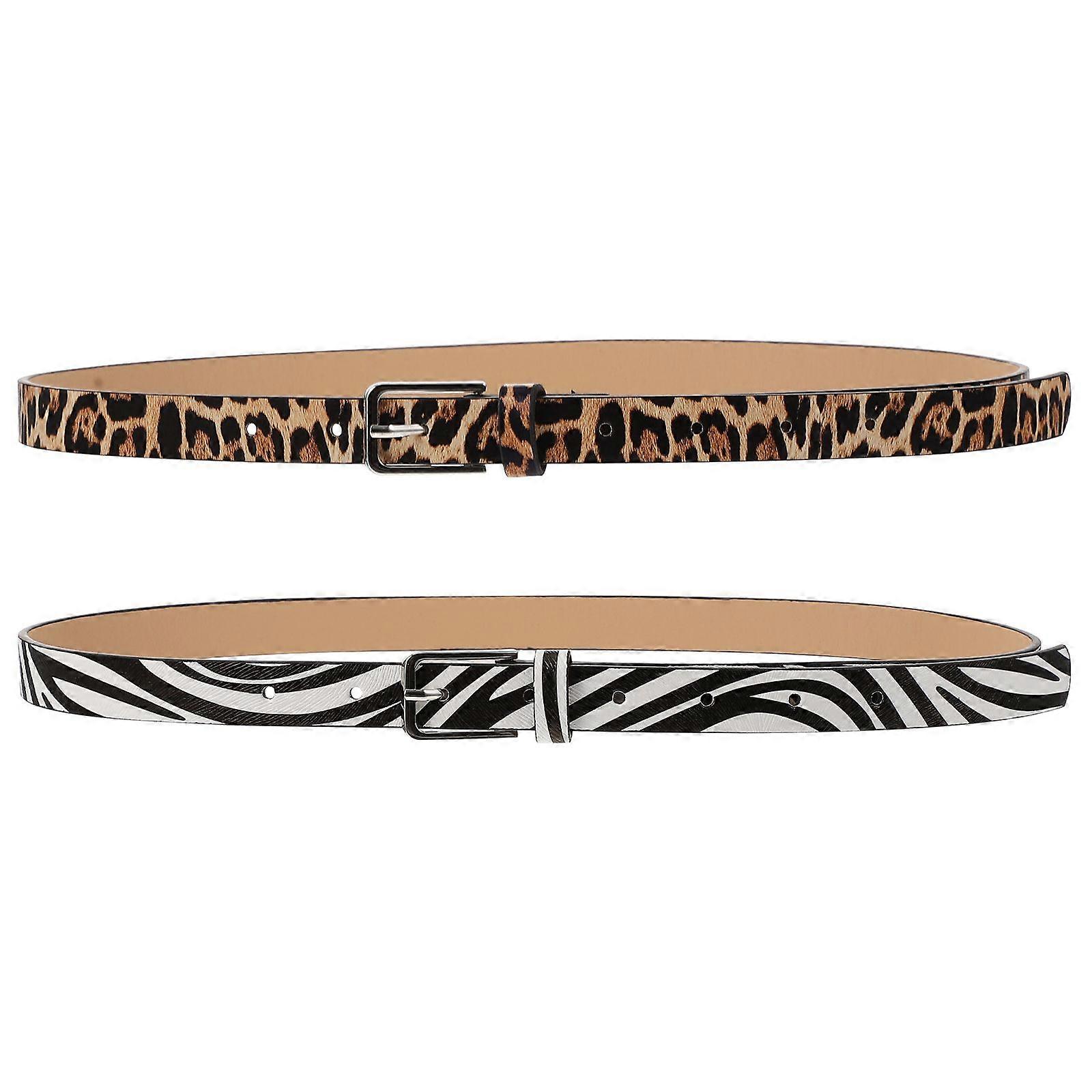 2Db bőrutánzatos övek Szögletes csat női övek Stílusos nadrágszíjak