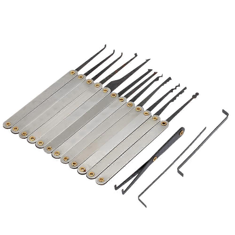15Pcs Stainless Steel Lock Pick Opener Set Locksmith Tools with Wrench Broken Key Extractor