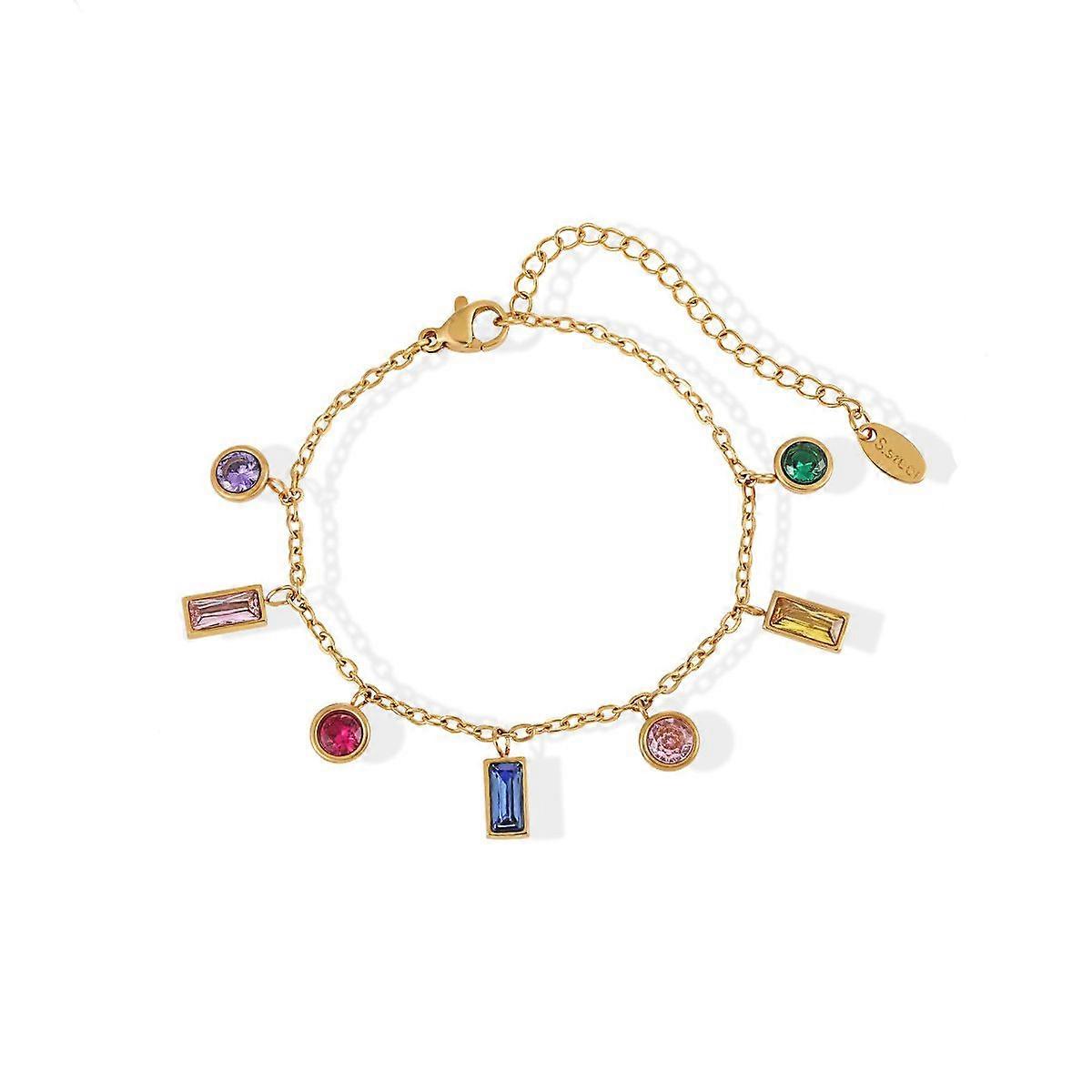 צמיד נירוסטה מצופה זהב 18K, צמיד קסם טרנדי צמיד עדין קטן לנשים, דגם: SL0057