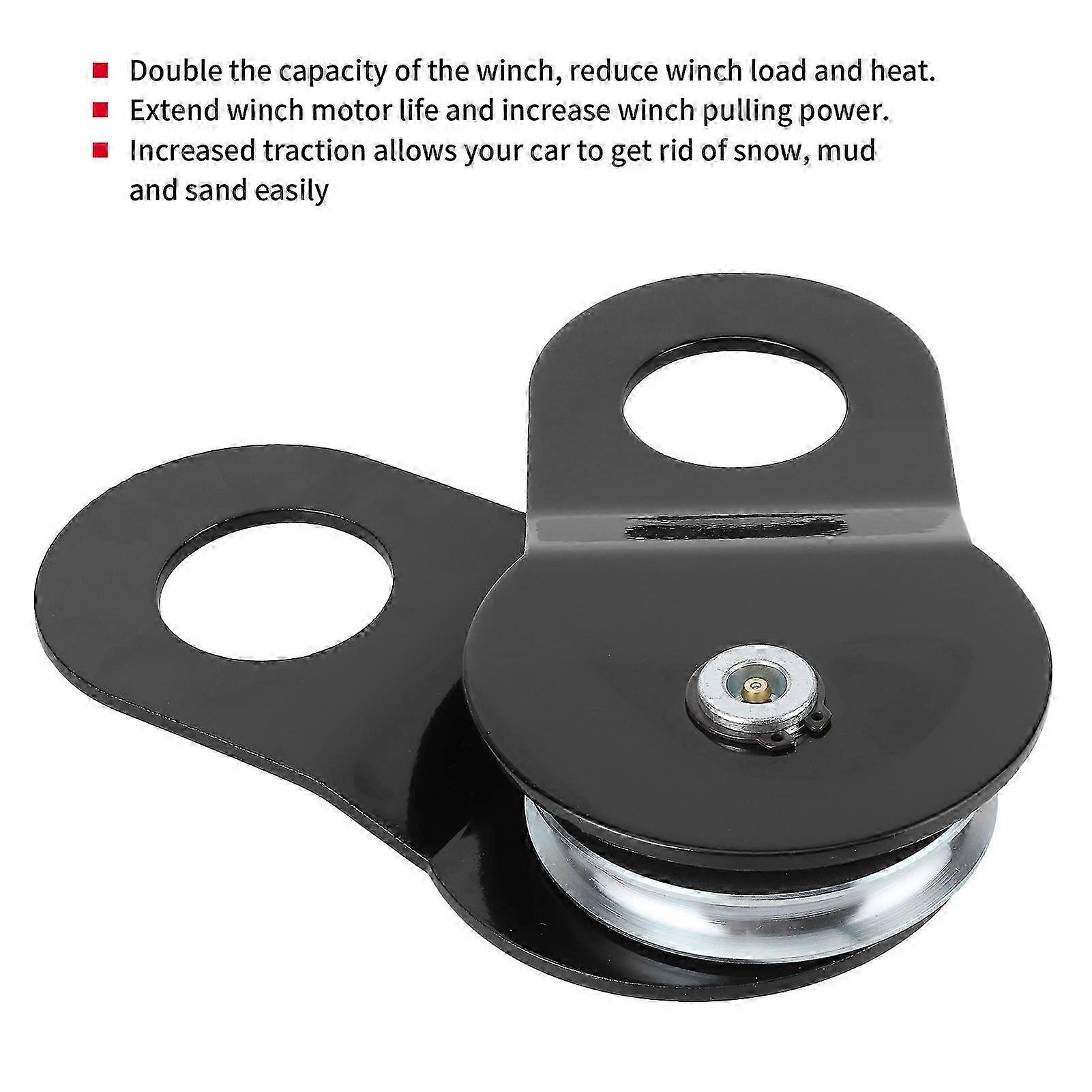8T Snatch Block Pulley for Vehicle Recovery, Dual Winch Heavy Duty Tool