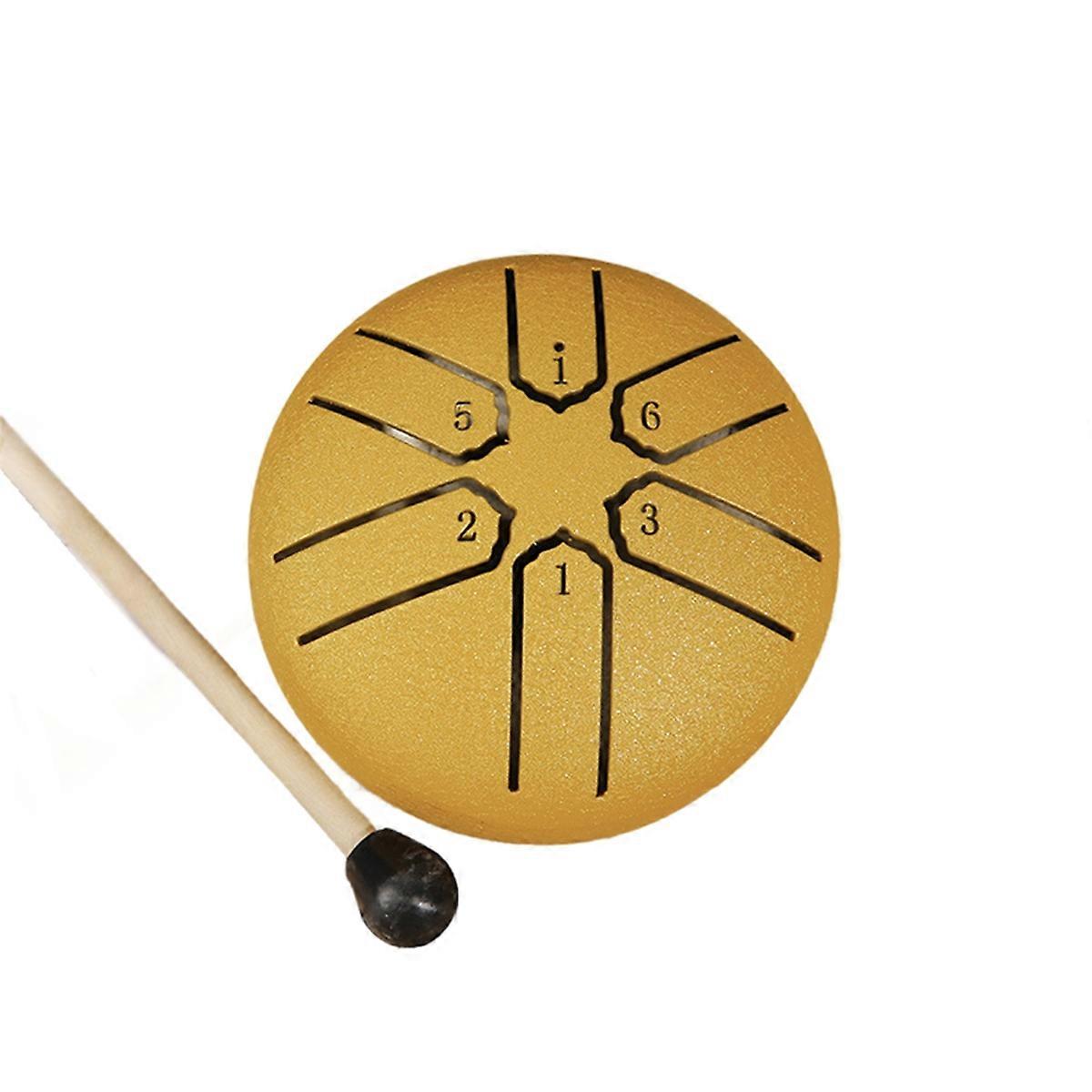 3 Inch 6-Tone Steel Tongue Drum Mini Hand Pan Drums with Drumsticks B
