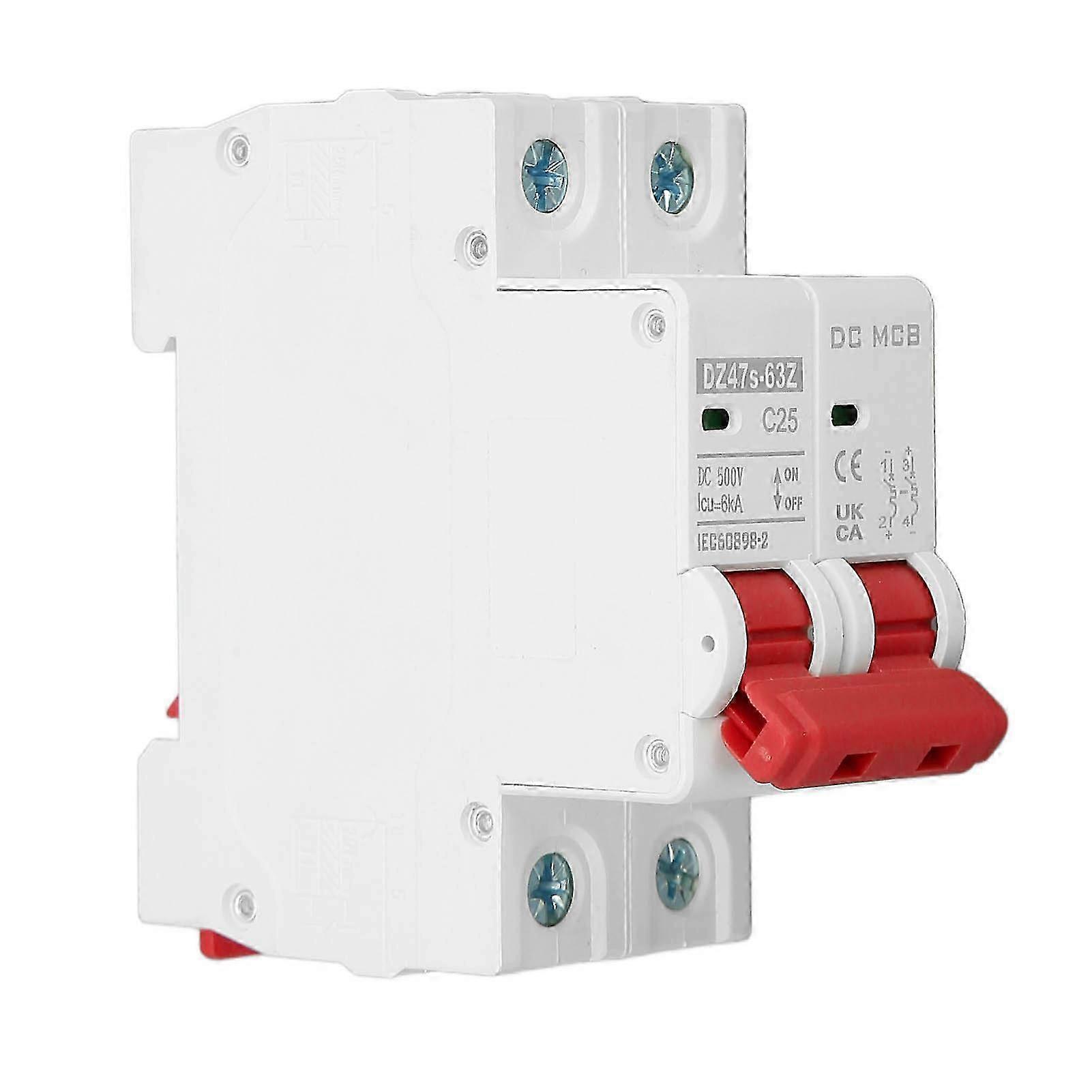 DC Circuit Breaker Overload Protection Magnetic System PV Circuit Breaker 500V 25A 2P