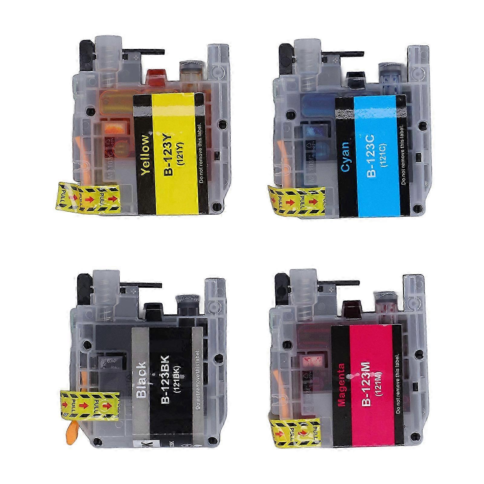 4PCS Printer Ink Cartridge BK C M Y PP Clear Colorfast Disposable Ink Cartridge Replacement LC123 121