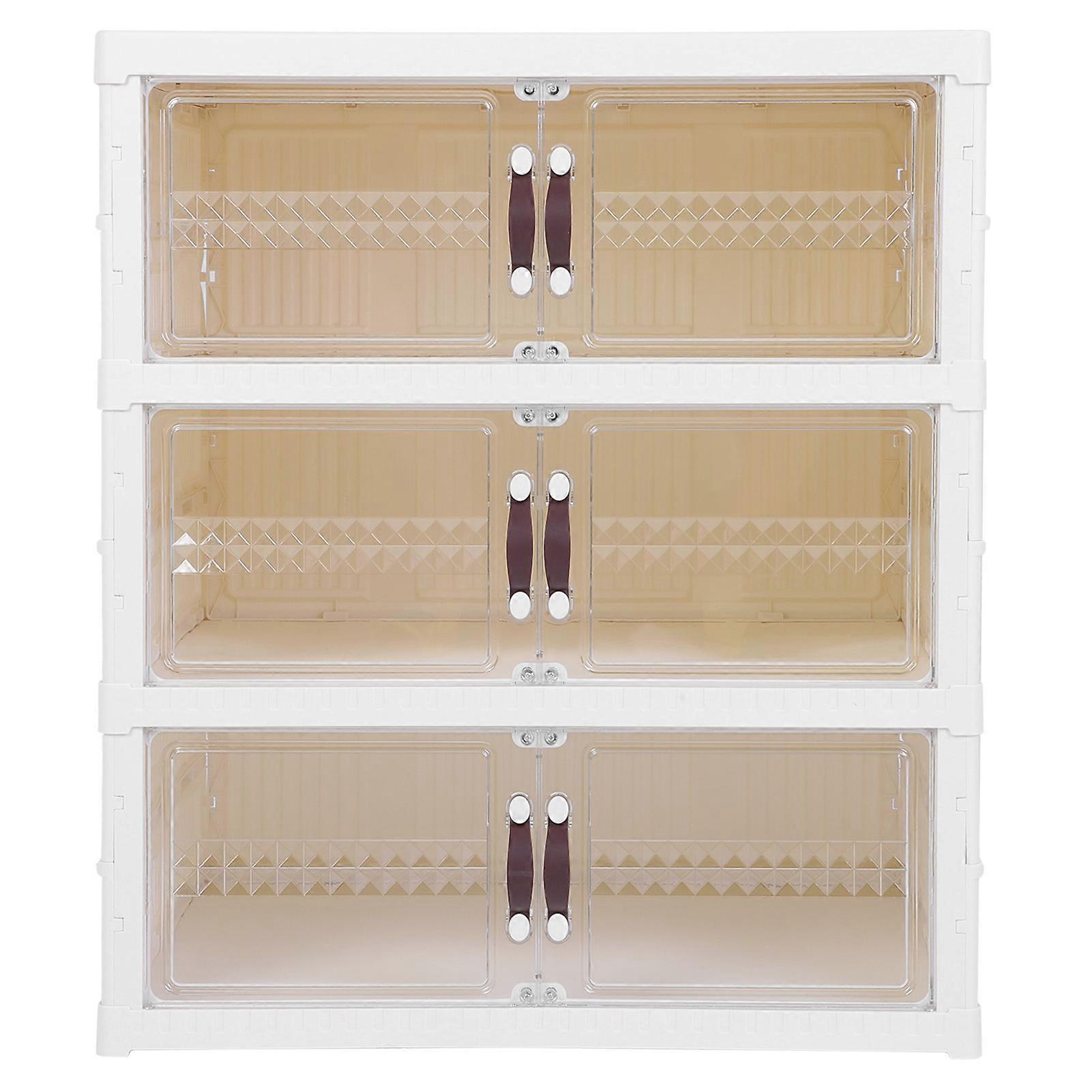 Foldable Shoe Storage Bin Multi Layers Thickened Folding Shoe Storage Box with Magnetic Door for Organizing Shoes Clothes 3 Layers
