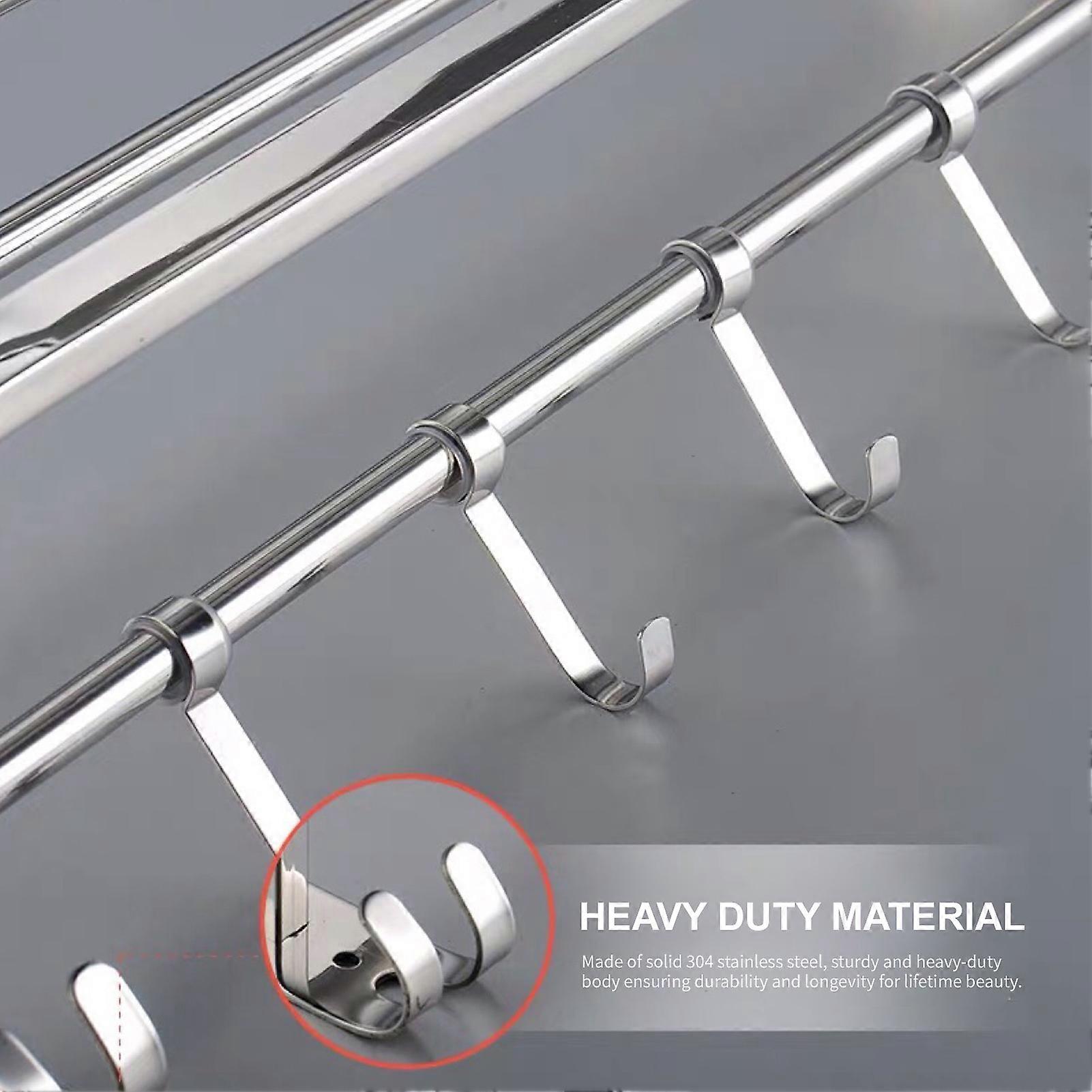 Double Layer 23 Inch Foldable Stainless Steel Towel Rack Silver