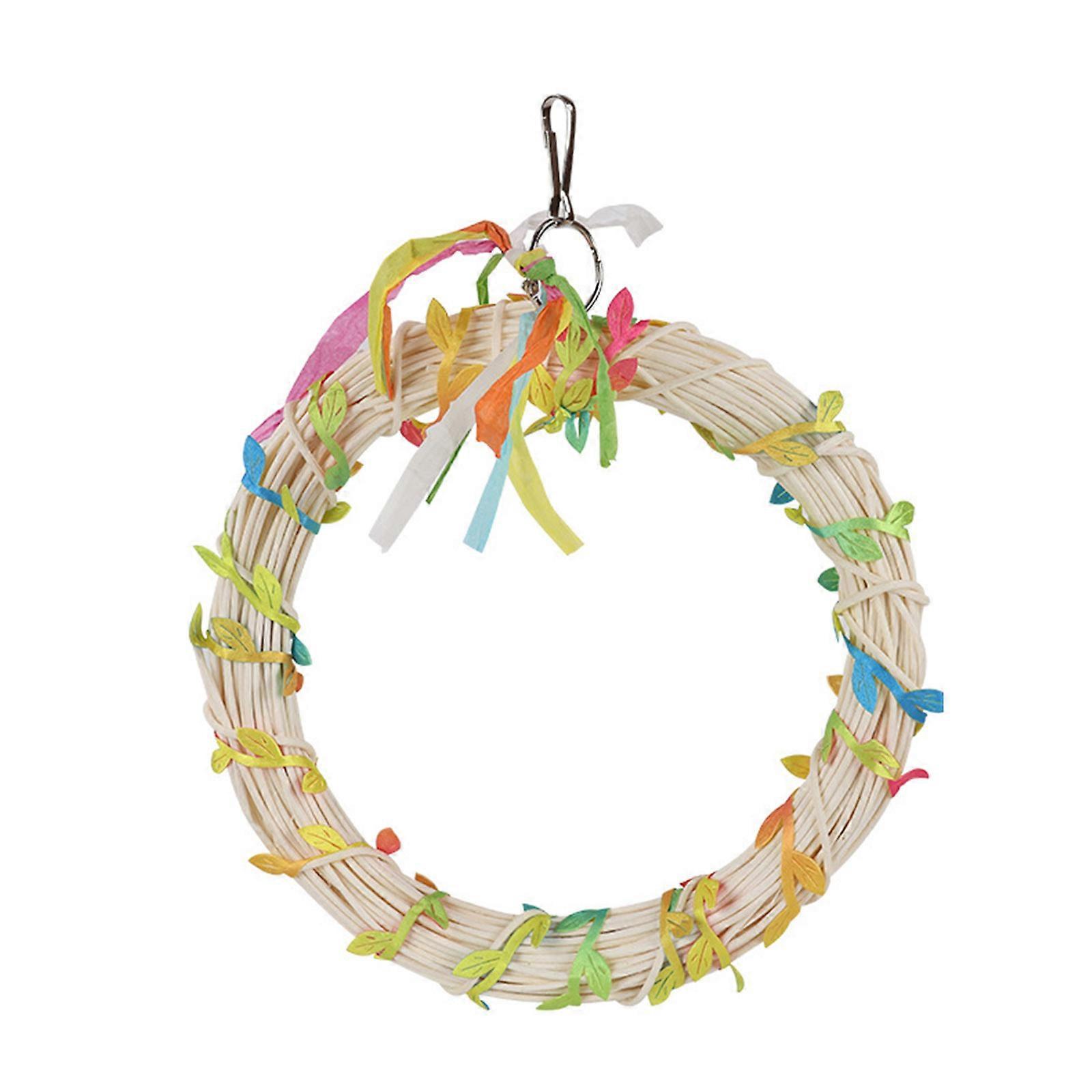 Bird Swing with Leaves Swing Bridge Rattan Perch for Budgies Training Perch Toy for Birds Cage Decoration small