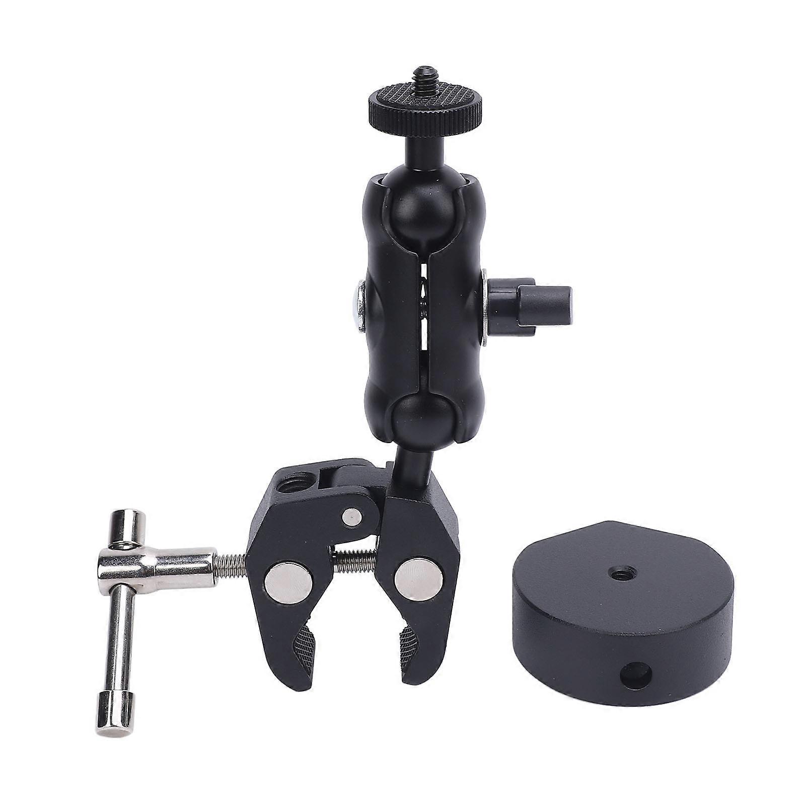Satellite Clamp Bracket Adapter Set Aluminum Alloy Adjustable Clamp Bracket Kit for Mini for RV Pole Yacht Black