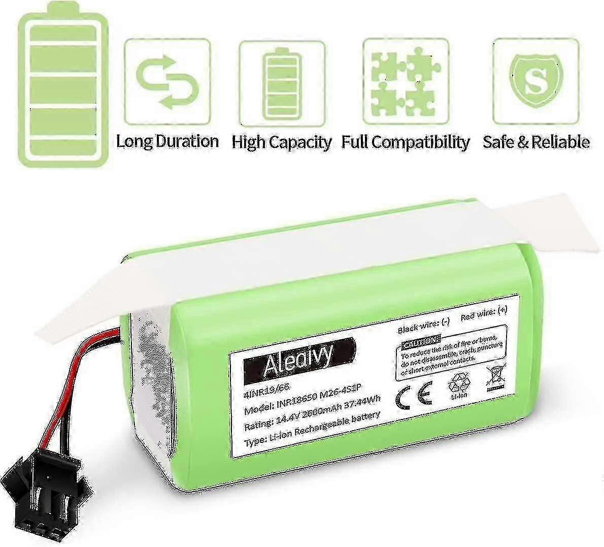 14.4v 2600mah lithium-ion rechargeable replacement battery compatible with Ecovacs Deebot N79s, n79, dn622, eufy Robovac 11,11s