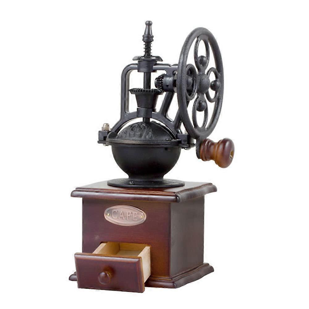 Manual Vintage Style Hand Coffee Grinder - Adjustable Cast Iron Roller Mill with Customizable Grind Thickness