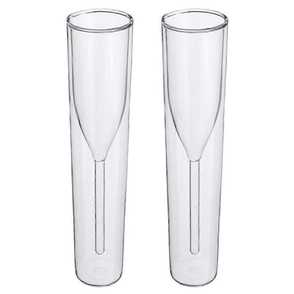 2pcs Double Layer Glasses Champagne Flute Goblet Bubble Sparkling Wine Cup