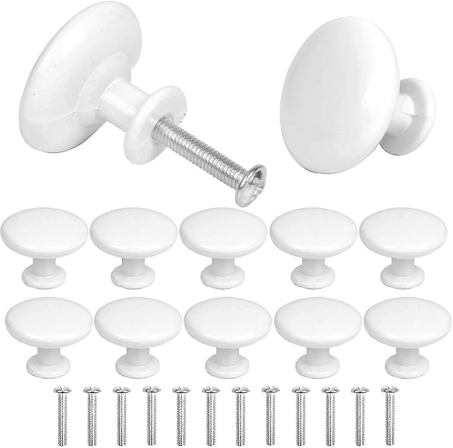 White Cabinet Knobs, Round Drawer Knob,12pcs Mushroom Shape Drawer Knobs, White