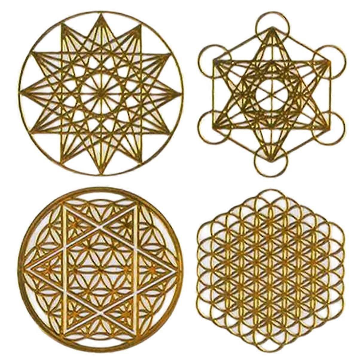 40PCS/10张3.5CM生命之花能量贴金透明防水贴7脉轮铜能量贴