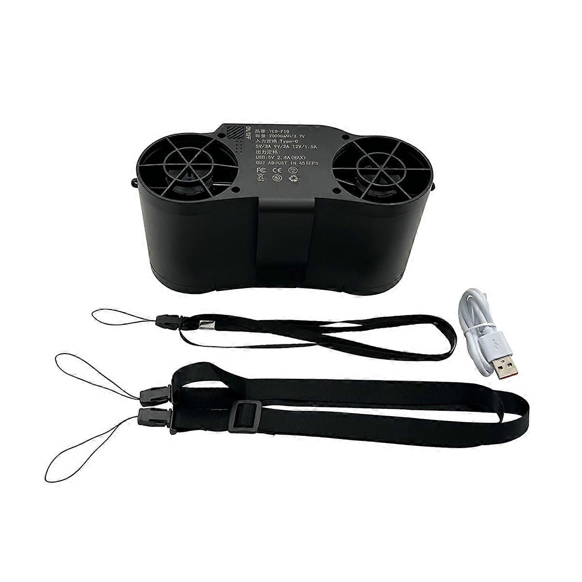 Portable Waist Fan Emergency Mobile Power 20000mAh Electric Fan Cooler Airflow for /Farm/Traveling/