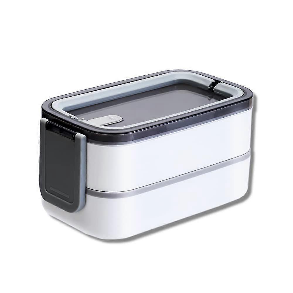 Bento box, lunch box with fork, spoon, divider, suitable for microwave, white